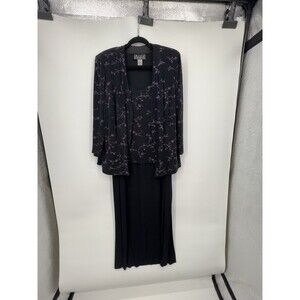 Vtg Alex Evenings Glitter Embellished 2 Piece Jacket Gown Set 20W Wedding Party